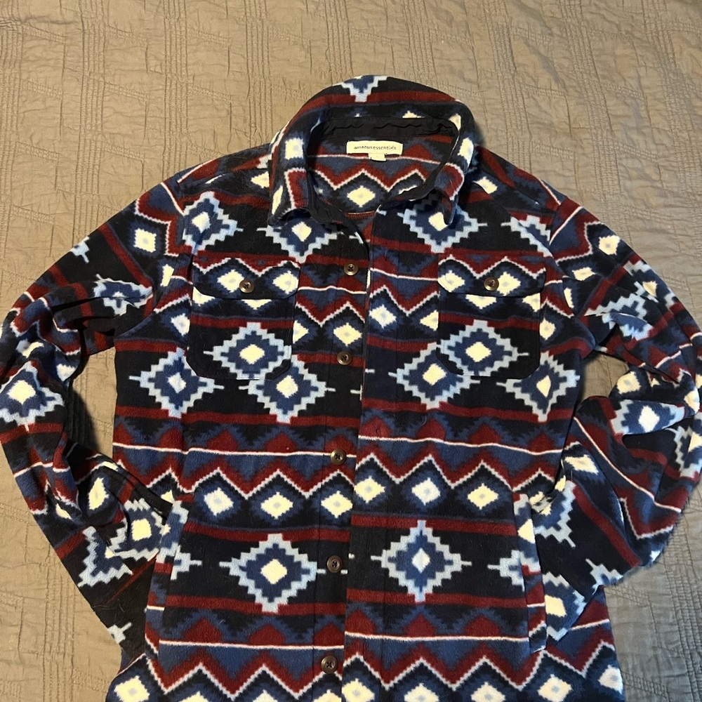 Geometric Patterned Flannel Button-Up Shirt